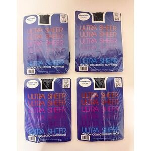Vintage Karol Lynn Ultra Sheer Pantyhose - Black - Queen Size - Lot of 4 - NIP